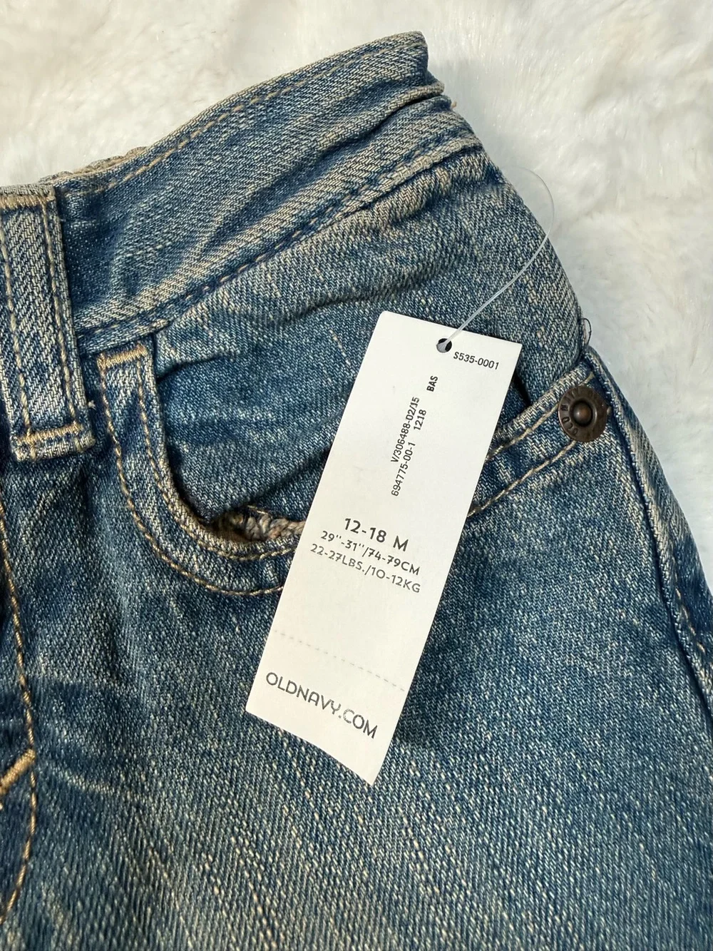 Old Navy Kids Dark Blue Denim Jeans with Faded Wash 12-18M